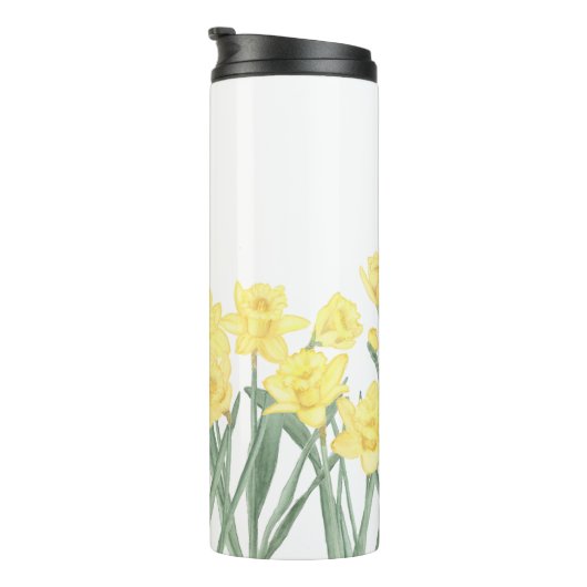 Wasserfarbe Daffodil Ditzy Floral Gemustert Thermosbecher (Nach rechts gedreht)