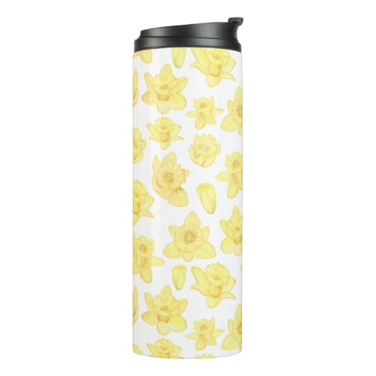 Wasserfarbe Daffodil Ditzy Floral Gemustert Thermosbecher (Nach links gedreht)