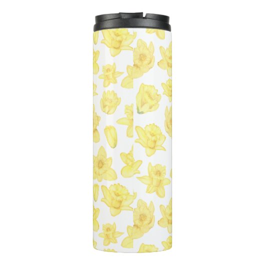 Wasserfarbe Daffodil Ditzy Floral Gemustert Thermosbecher (Rückseite)