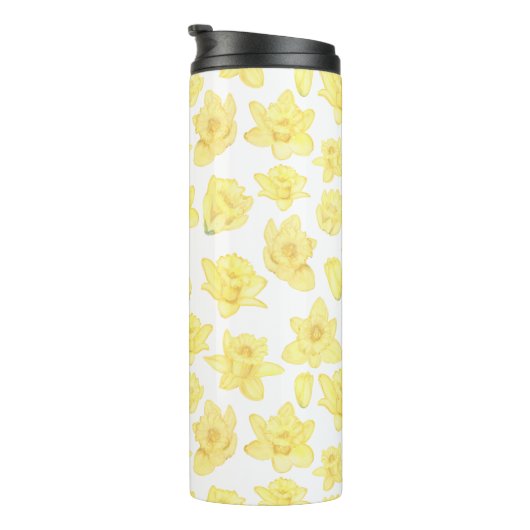 Wasserfarbe Daffodil Ditzy Floral Gemustert Thermosbecher (Nach rechts gedreht)