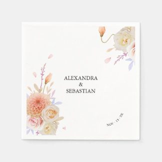 Wasserfarbe Dahlia & Rose Hochzeit Serviette