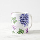Wasserfarbe Dahlias Lila Blau Kaffeetasse (VorderseiteRechts)