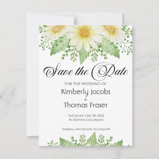 Wasserfarbe Daisy Blume Save the Date (Vorderseite)