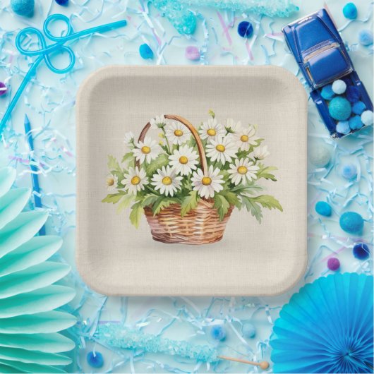 Wasserfarbe Daisy Bouquet im Korb Pappteller (Party)