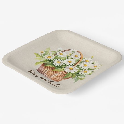 Wasserfarbe Daisy Bouquet im Korb Pappteller (Gewinkelt)