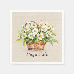 Wasserfarbe Daisy Bouquet im Korb Serviette