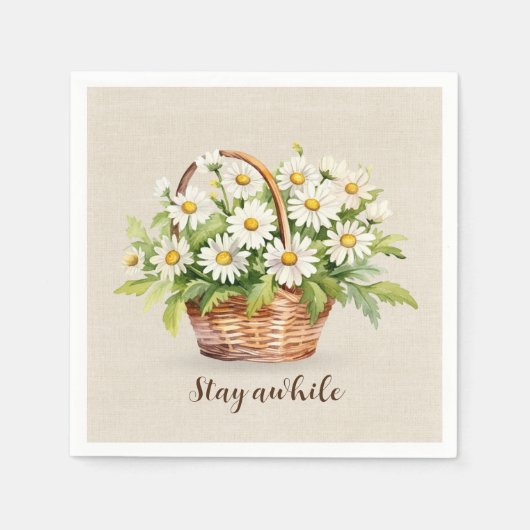 Wasserfarbe Daisy Bouquet im Korb Serviette (Vorderseite)