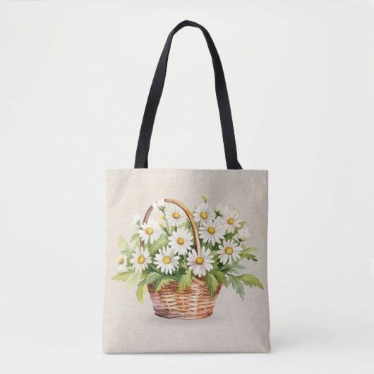 Wasserfarbe Daisy Bouquet im Korb Tasche (Vorderseite)