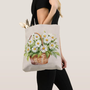 Wasserfarbe Daisy Bouquet im Korb Tasche