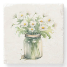 Wasserfarbe Daisy Bouquet in Mason Jar