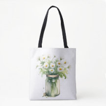 Wasserfarbe Daisy Bouquet in Mason Jar