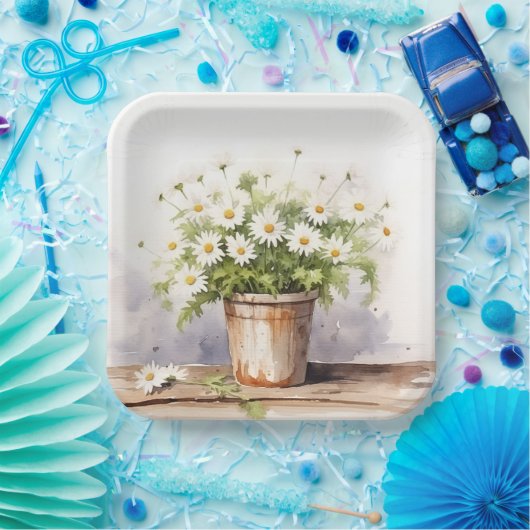 Wasserfarbe Daisy Bouquet Pappteller (Party)