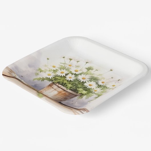 Wasserfarbe Daisy Bouquet Pappteller (Gewinkelt)