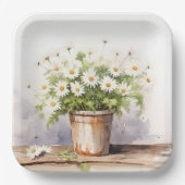 Wasserfarbe Daisy Bouquet Pappteller (Vorderseite)