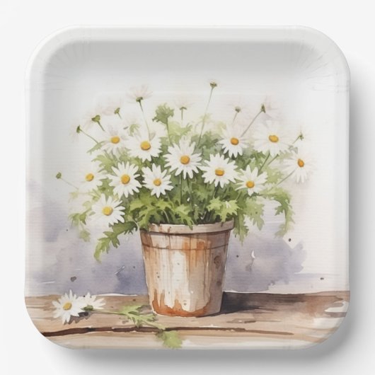 Wasserfarbe Daisy Bouquet Pappteller (Vorderseite)