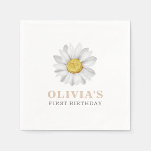 Wasserfarbe Daisy Erster Geburtstag Napkins Serviette