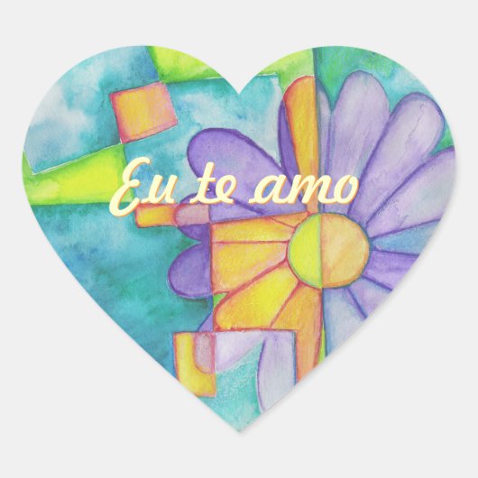 Wasserfarbe Daisy Heart Stickers (Vorderseite)
