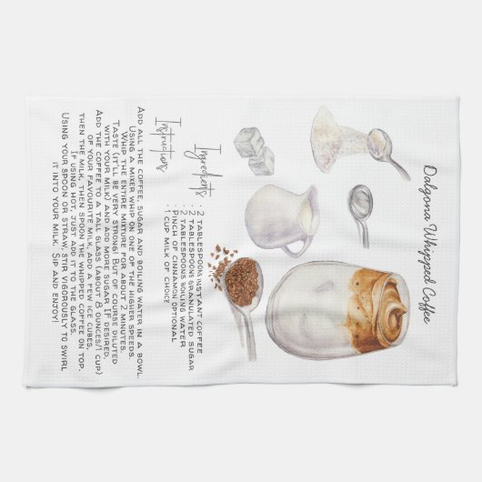 Wasserfarbe Dalgona Kaffee Rezept Teetücher Geschirrtuch (Horizontal)