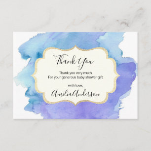 Wasserfarbe DANK Blue White Boy Babydusche Einladung