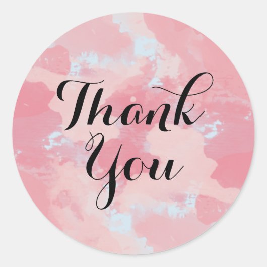 Wasserfarbe Danke Rosa Spritzer gestrichen Runder Aufkleber (Vorderseite)