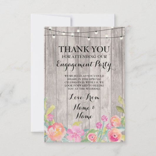 Wasserfarbe Danke Verlobung Hochzeitblumen Einladung (Vorderseite)