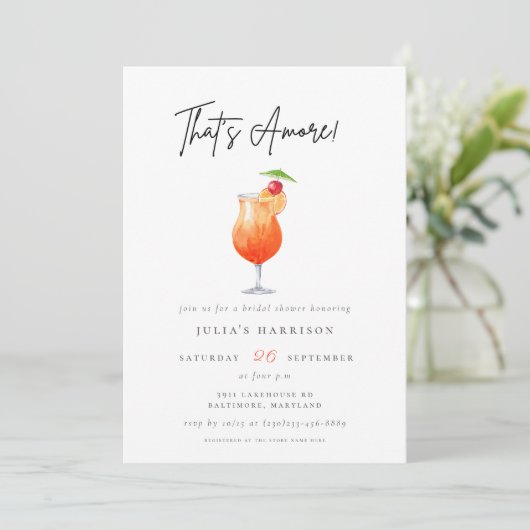 Wasserfarbe, das ist Amore Spritz Brautparty Einladung (Stehend Vorderseite)