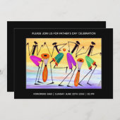 Wasserfarbe, das Party des Vaters des Glücks zum A Einladung (Vorne/Hinten)