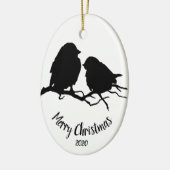 Wasserfarbe Dated Bird Couple Frohe Weihnachten Keramik Ornament (Links)