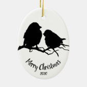 Wasserfarbe Dated Bird Couple Frohe Weihnachten Keramik Ornament (Hinten)