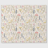 Wasserfarbe Delikate Blume Blattmuster Creme Geschenkpapier (Flach)