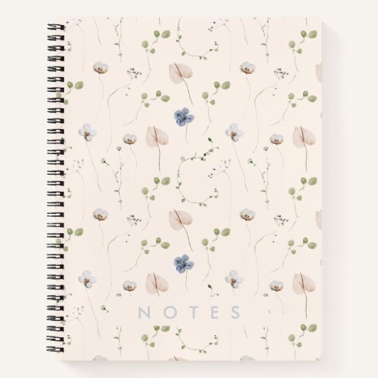 Wasserfarbe Delikate Wildblume Notebook Notizblock (Vorderseite)