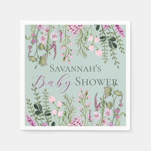 Wasserfarbe Delikate Wildblumen Blumenspülung Serviette (Vorderseite)