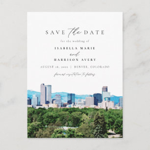 Wasserfarbe Denver Colorado Skigebiet Skyline Postkarte