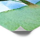 Wasserfarbe der Baumlandschaft Poster (Ecke)