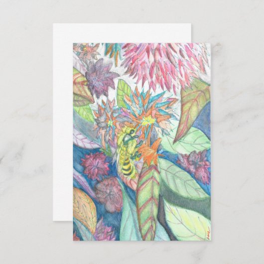 Wasserfarbe der Bienen und Blume Dankeskarte (Vorne/Hinten)