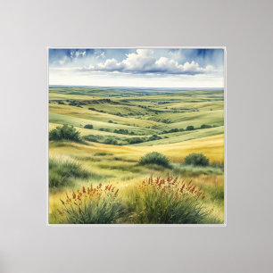 Wasserfarbe der Flint Hills in Kansas Leinwanddruck