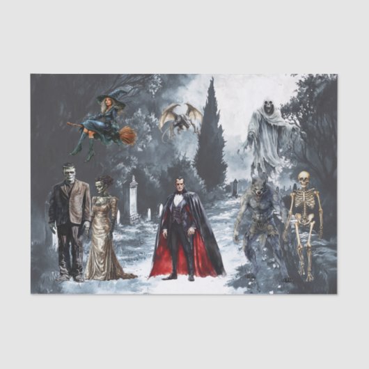 Wasserfarbe der Halloween-Monster Seidenpapier (Vorderseite)