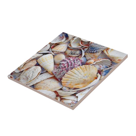 Wasserfarbe der Muscheln Ocean Beach Fliese (Seite)