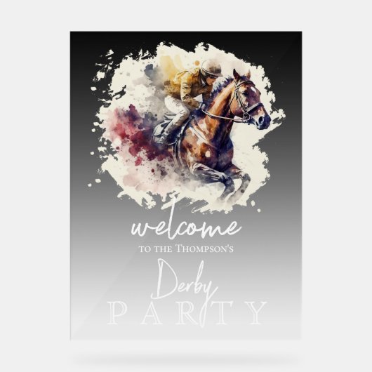 Wasserfarbe Derby Party Acrylschild (Vorderseite)