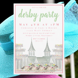 Wasserfarbe Derby Party Iconische Rennstrecke Pfer Einladung
