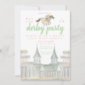Wasserfarbe Derby Party Jockey Gebäude Einladung (Vorderseite)