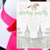 Wasserfarbe Derby Party Jockey Iconic Gebäude Einladung
