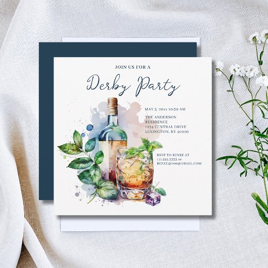 Wasserfarbe Derby Party Minze Julep Einladung