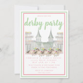 Wasserfarbe Derby Party Racing Gebäude Einladung (Vorderseite)