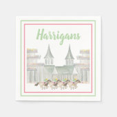 Wasserfarbe Derby Party Script Racing Name Serviette (Vorderseite)