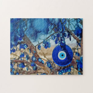 Wasserfarbe des Baumes mit Nazaren dekoriert Puzzle