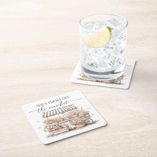 Wasserfarbe des Brautparty frisch Rechteckiger Pappuntersetzer (Vor Ort)