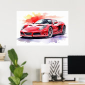 Wasserfarbe des Fahrzeugs Poster (Heimbüro)