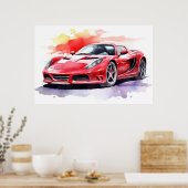 Wasserfarbe des Fahrzeugs Poster (Küche)