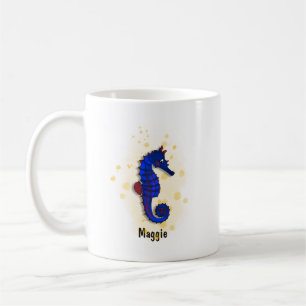 Wasserfarbe des hellblauen Meerpferdes Kaffeetasse